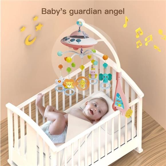 Baby Crib Mobile with Music and Lights, Mobile for Crib with Remote Control - Picture 3 of 7